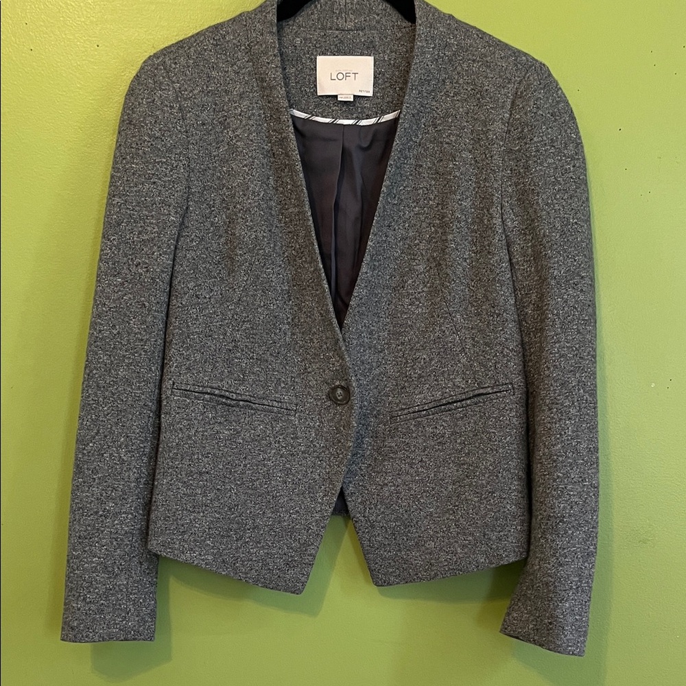 LOFT gray knit blazer/jacket made of a cotton blend